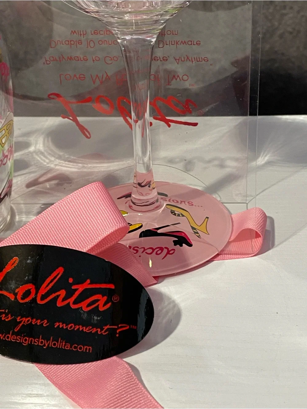 Lolita Decisions Acrylic Wine Glasses Set of 2 Love My Party of Two New⁠